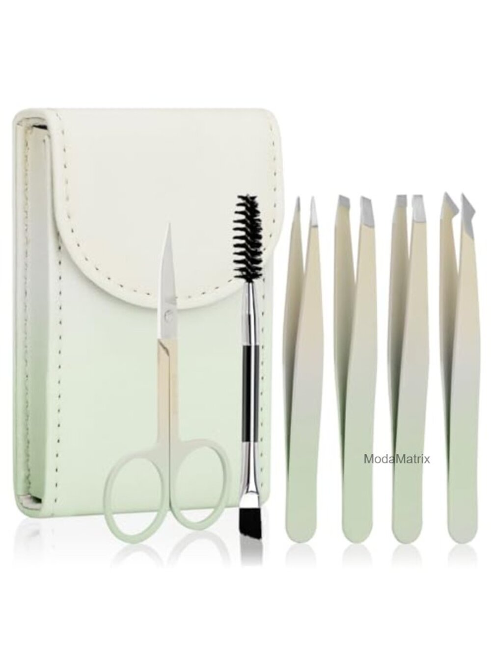 6 Pc Tweezers Set for Women Stainless Steel Eyebrow Scissors Plucking Tool
